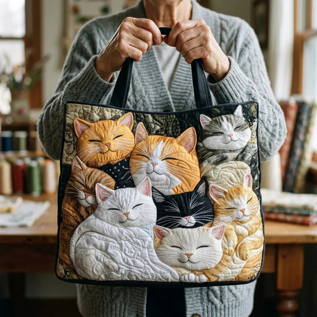 Ambachtelijke Gevoerde Tas - Slapende Kittens