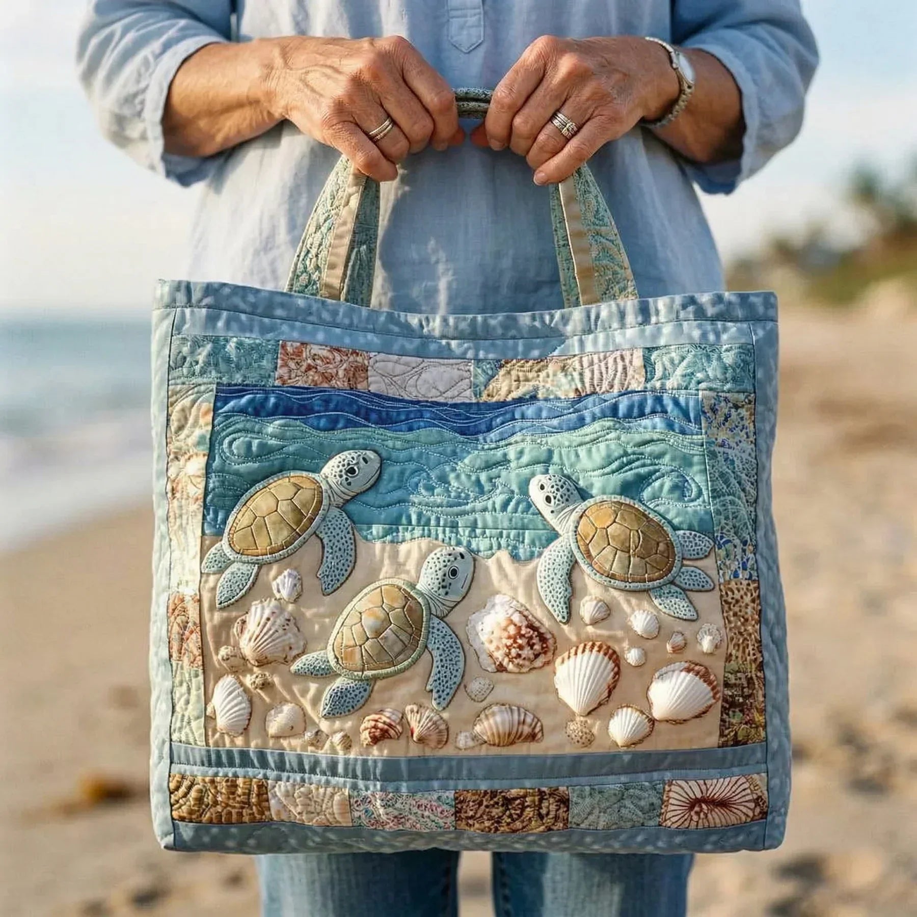 Handgemaakt Matelassé Tas - Zeeschildpadden