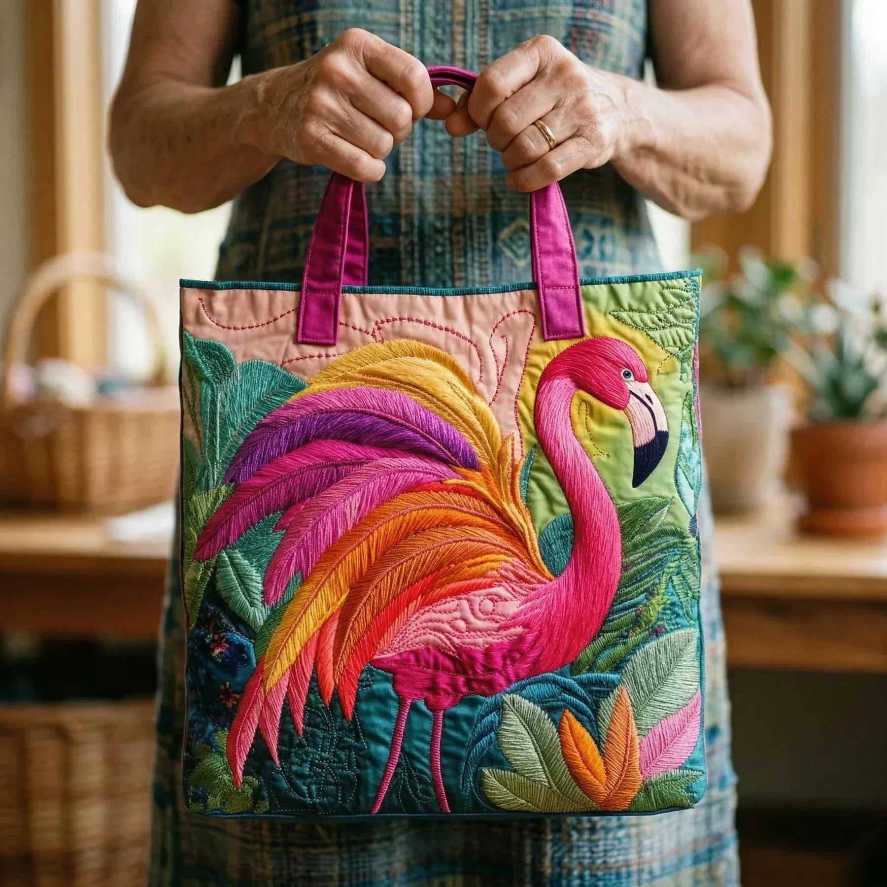 Gekleed Tas - Regenboog Flamingo