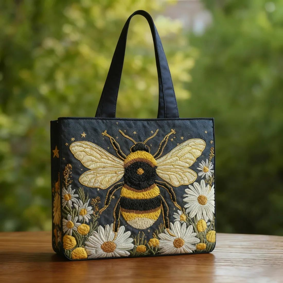 Handgemaakte Tas - Bij met Margrieten en Sterren