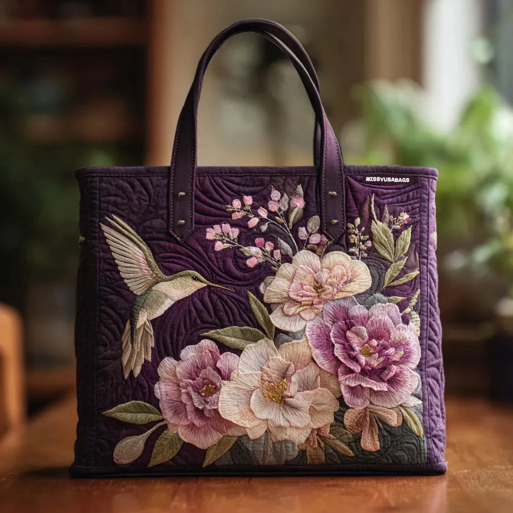 Handgemaakte Matelassé Tas - Kolibries en Orchideeën