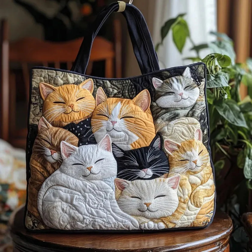 Ambachtelijke Gevoerde Tas - Slapende Kittens