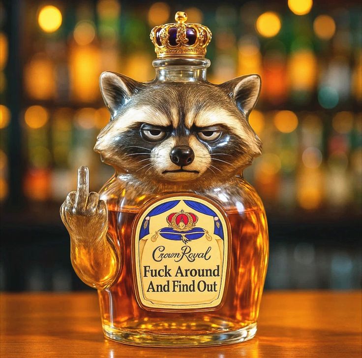 Whisky Fles — Raccoon Rebel Editie