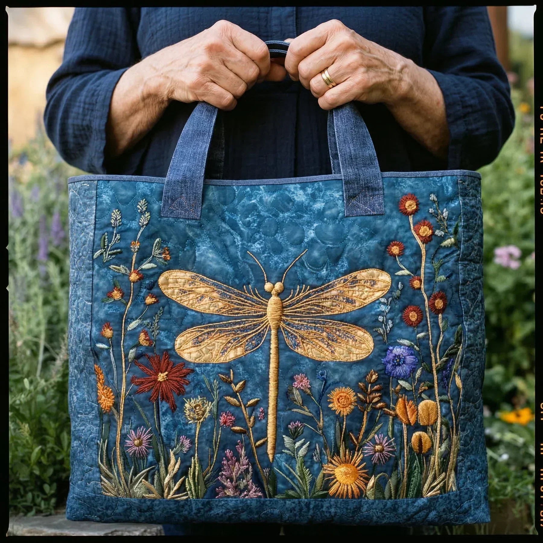 Gequilte Tas - Gouden Libelle