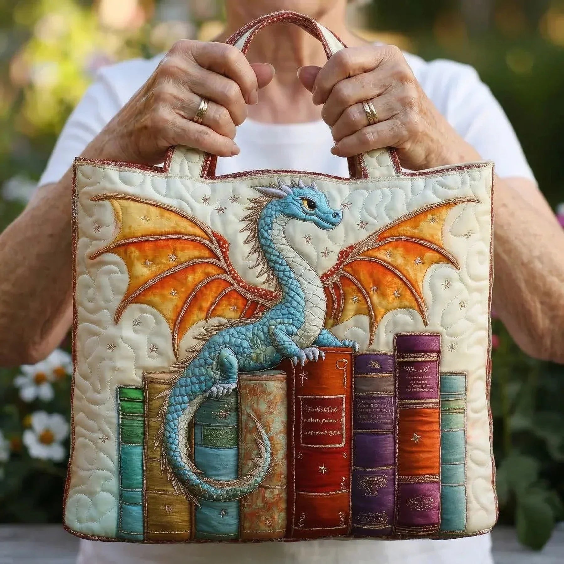 Gequilte Tas - Draak Smaragd Bewaker van de Boeken